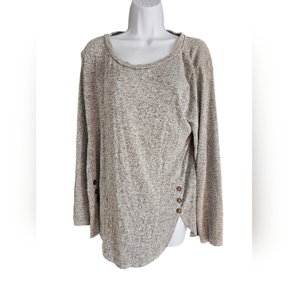 Misia XL NWOT button long sleeved top gray black - Picture 1 of 2